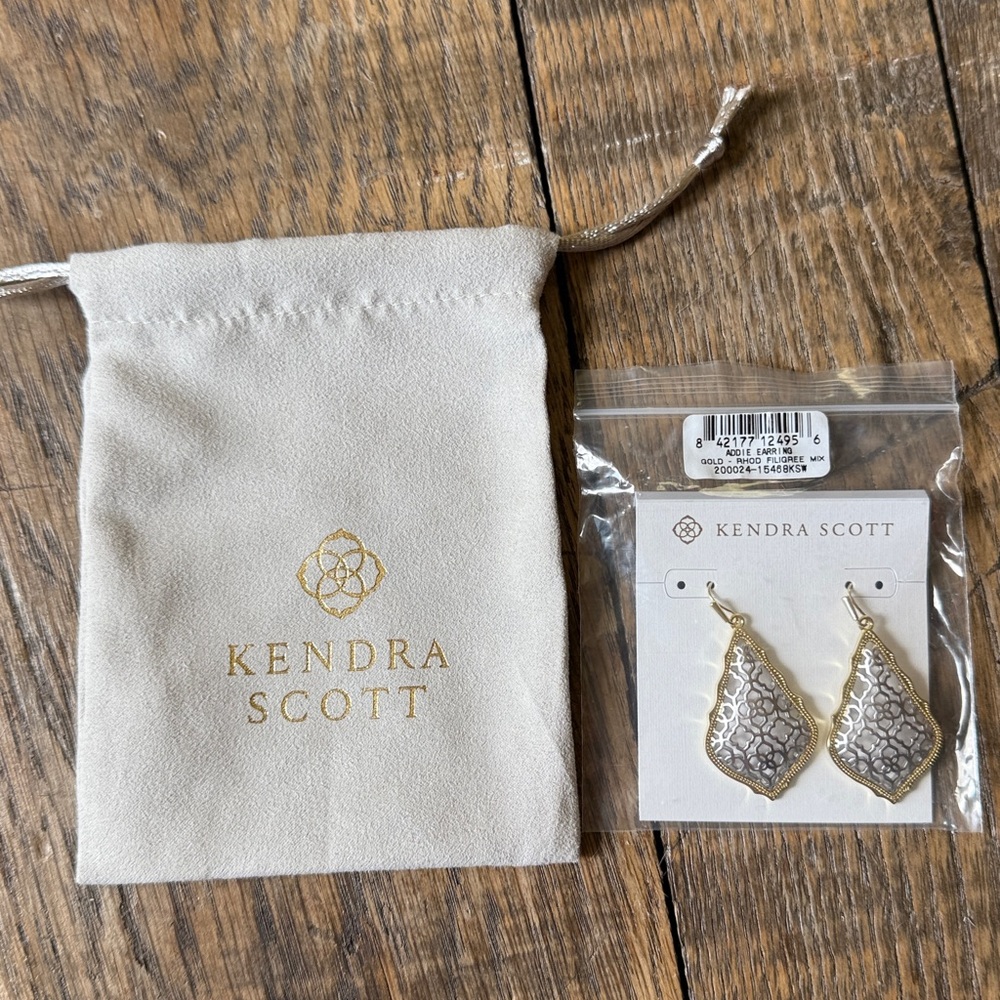 Kendra Scott Addie Gold Drop Earrings in Silver Filigree Mix